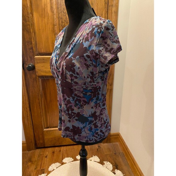 Axcess Womens Cap Sleeved Size Large Lined Blouse Spring Summer Top - Picture 4 of 9